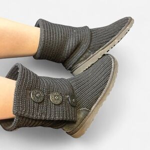 UGG Charcoal Knit Button Boots